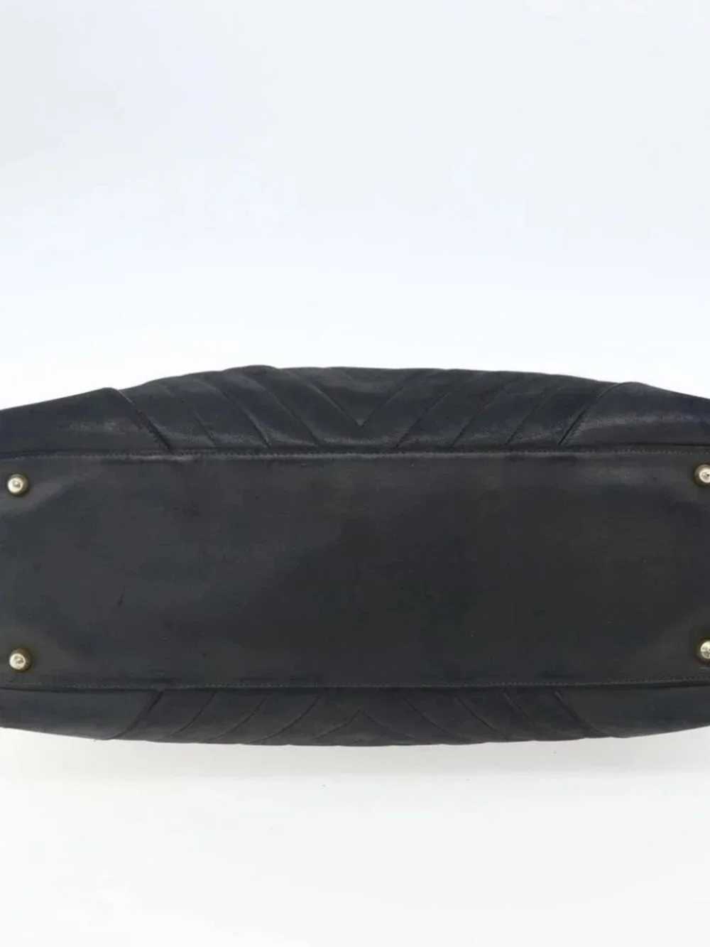 CHANEL Hand Bag Lamb Skin Black Gold CC Auth